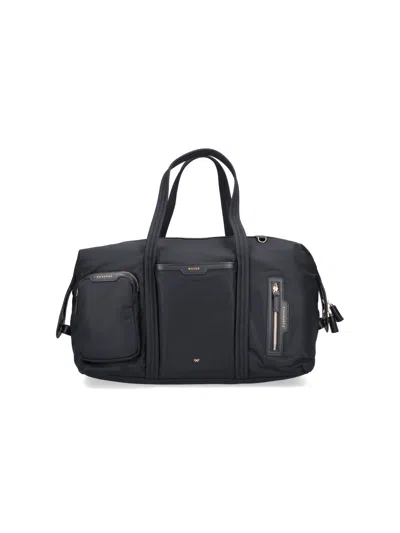 Anya Hindmarch Recycled Nylon Suitcase With Leather-effect Details In Black