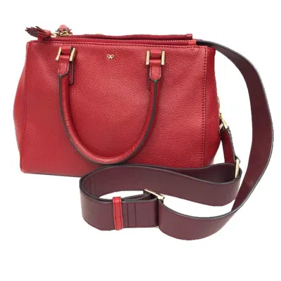 Pre-owned Anya Hindmarch Red Color Leather Shoulder Bag Tote Bag ()