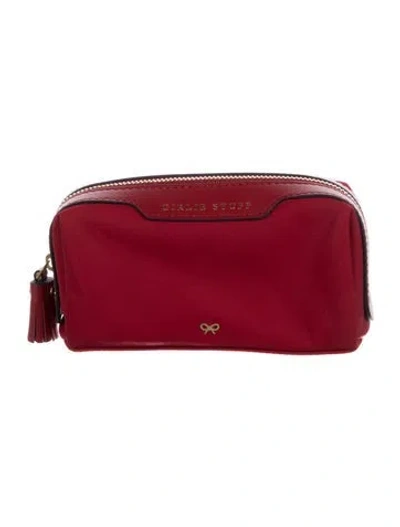 Pre-owned Anya Hindmarch Red Nylon Cosmetic Bag