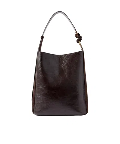 Anya Hindmarch Ringo Suede-trimmed Textured-leather Tote In Brown