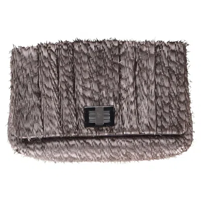 Anya Hindmarch Rosalyn Fringed Clutch Bag In Metallic Grey Leather