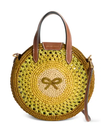 Anya Hindmarch Round Bow-detail Raffia Tote Bag In Multi
