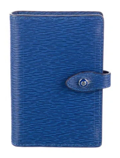 Pre-owned Anya Hindmarch Saffiano Leather Wallet In Blue
