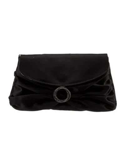 Pre-owned Anya Hindmarch Satin Clutch In Black