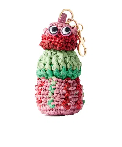 Anya Hindmarch Sea Urchin Leather-trimmed Raffia Bag Charm In Pink