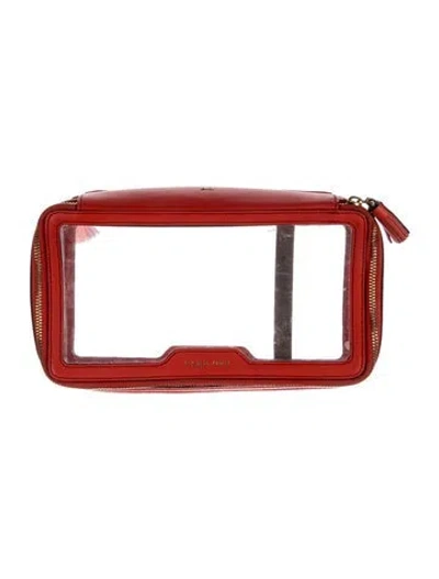 Pre-owned Anya Hindmarch See Through Pvc Cosmetic Bag In Clear/orange