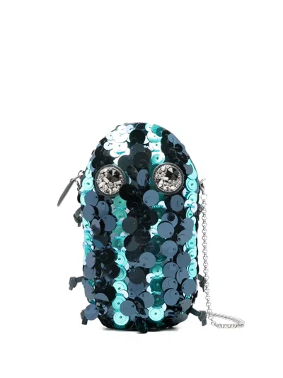 Anya Hindmarch Sequin Embellished Clutch Bag In Blue