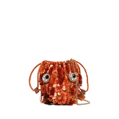 Anya Hindmarch Sequin-embellished Crystal-detail Crossbody Bag In Orange