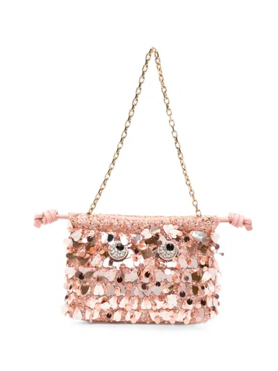 Anya Hindmarch Sequin-embellished Eyes Shoulder Bag In Pink