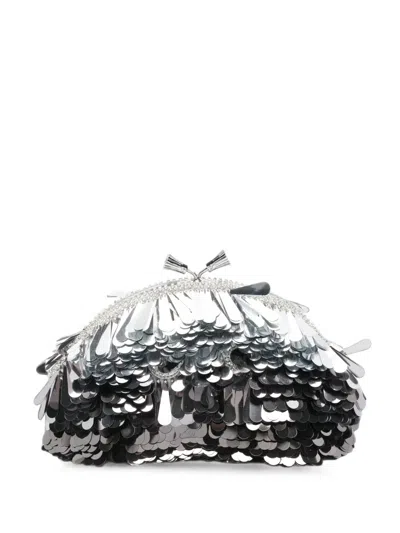 Anya Hindmarch Sequin-embellished Tassel Clutch Bag In Silver