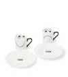 Anya Hindmarch Set Of 2 Eyes Espresso Cups And Saucers In White