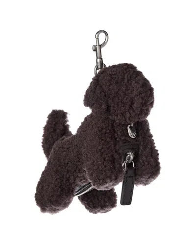 Anya Hindmarch Shearling Dog Poo Bag Charm In Brown