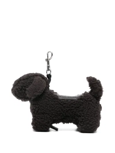 Anya Hindmarch Shearling Dog-shaped Keyring In Black