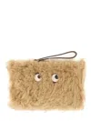 Anya Hindmarch Shearling Eyes Clutch Bag In Neutral