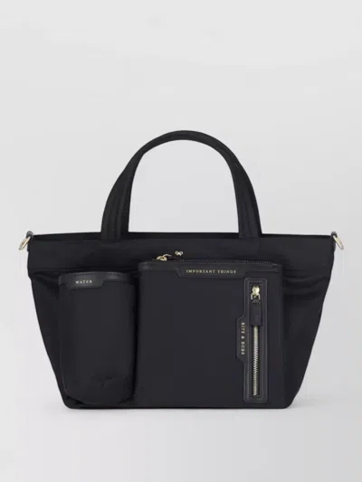 Anya Hindmarch Shoulder Bag Detachable Strap Front Zip Pocket In Black