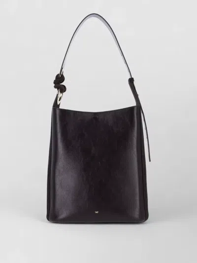 Anya Hindmarch Shoulder Bag Suede Accents Metal Ring Strap In Black