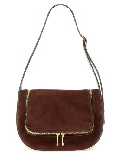 Anya Hindmarch Shoulder Bag With Adjustable Strap And Front Pocket In Brown