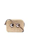 Anya Hindmarch Raffia Crossbody Bag With Iconic Eyes Applique In Nude & Neutrals