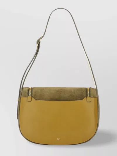 Anya Hindmarch Shoulder Bag With Suede Panel And Pockets In Yellow