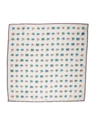 Pre-owned Anya Hindmarch Silk Printed Scarf In Neutral