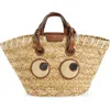 Anya Hindmarch Small Eyes Seagrass Basket Tote In Brown