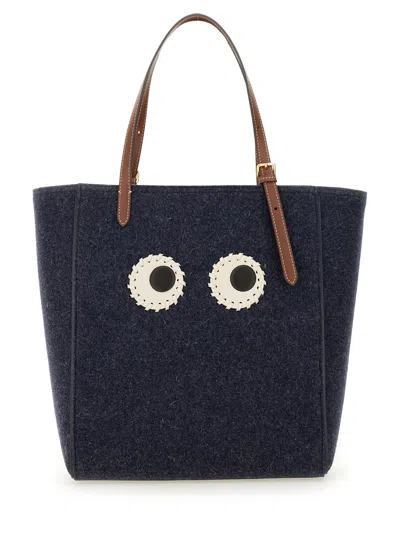 Anya Hindmarch Small "eyes" Tote Bag In Blue