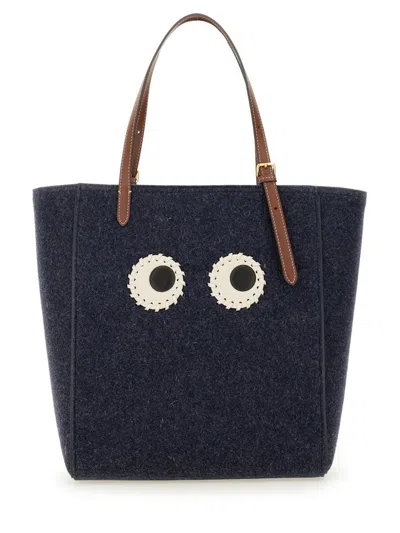 Anya Hindmarch Small Eyes Tote Bag In Blue
