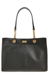 Anya Hindmarch Small Mortimer Eyelet Chain Crosshatch Leather Tote In Black