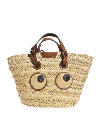Anya Hindmarch Small Paper Eyes Basket Bag In Beige