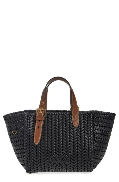 Anya Hindmarch Small The Neeson Herringbone Woven Leather Tote In Blue
