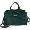 Anya Hindmarch Small Wilson Studs Suede & Leather Crossbody Bag In Ink Green