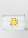 Anya Hindmarch Smiley Face Graphic Print Wrist Strap Clutch