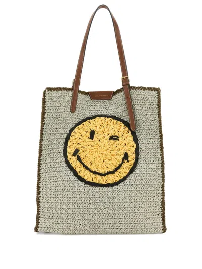 Anya Hindmarch Smiley-motif Woven Tote Bag