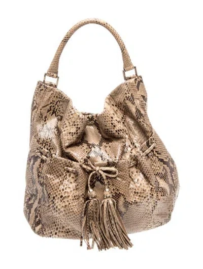 Pre-owned Anya Hindmarch Snakeskin Top Handle Bag In Brown