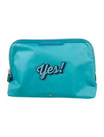 Pre-owned Anya Hindmarch Spacious Cosmetic Bag In Blue