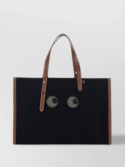 Anya Hindmarch Stitched Handles Rectangular Tote Bag In Blue