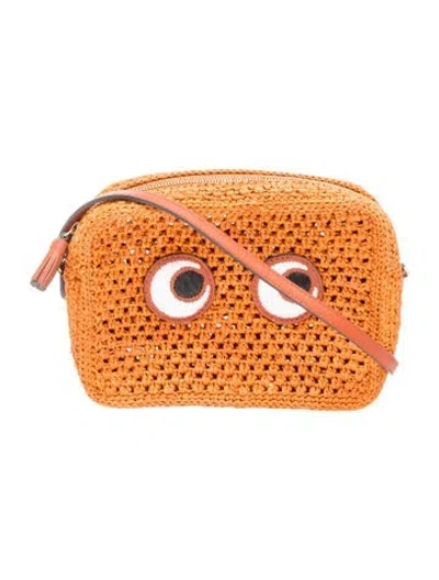 Pre-owned Anya Hindmarch Straw Shoulder Bag In Brown