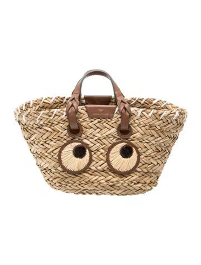 Pre-owned Anya Hindmarch Straw Top Handle Bag In Neutrals