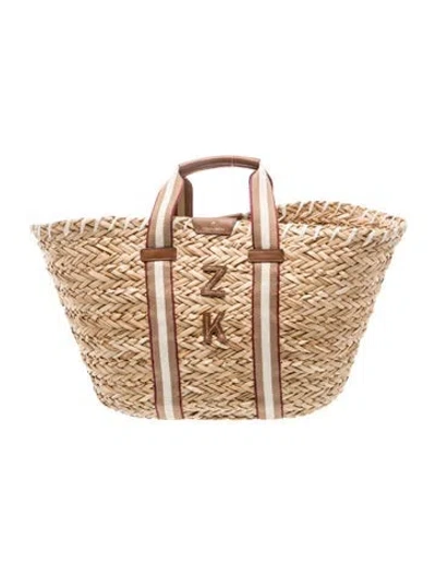 Pre-owned Anya Hindmarch Straw Tote In Neutral