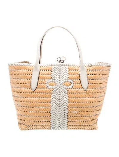 Pre-owned Anya Hindmarch Straw Tote In Neutral