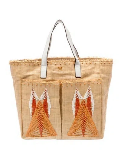 Pre-owned Anya Hindmarch Straw Tote In Neutrals
