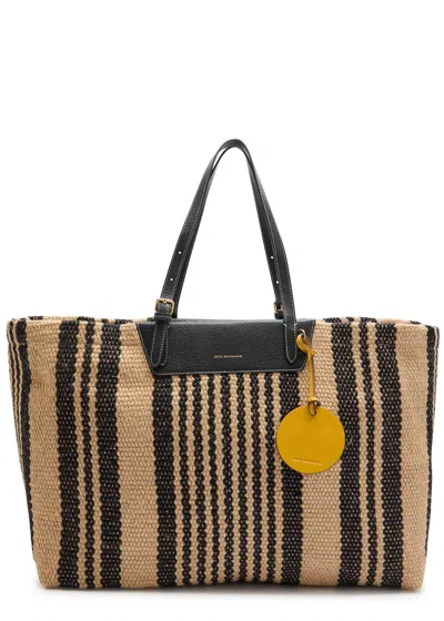 Anya Hindmarch Striped Raffia Tote In Black