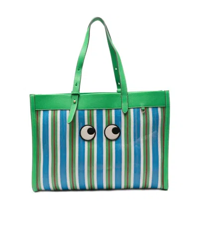 Anya Hindmarch Striped Tote Bag In Green
