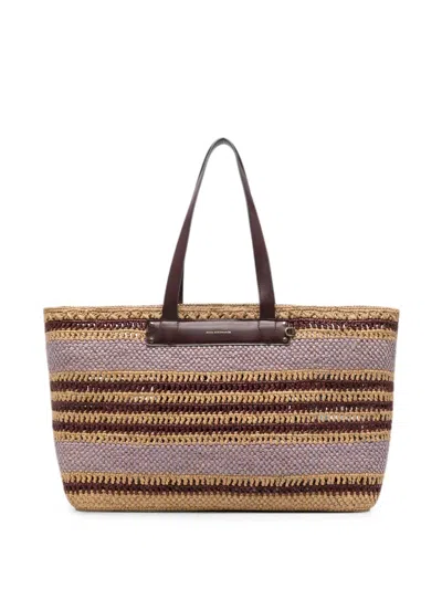 Anya Hindmarch Striped Woven Tote Bag In Neutral