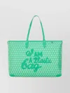 Anya Hindmarch Tote Bag With Bold Script And Textured Pattern In Green