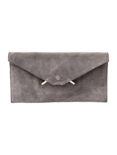 Pre-owned Anya Hindmarch Suede Clutch In Grey