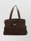 Anya Hindmarch Suede Double Handle Shoulder Bag With Pocket