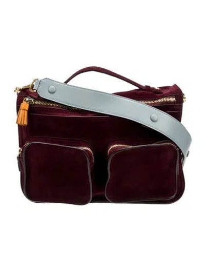 Pre-owned Anya Hindmarch Suede Messenger Bag In Burgundy