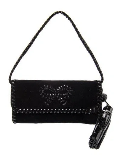 Pre-owned Anya Hindmarch Suede Top Handle Bag In Black