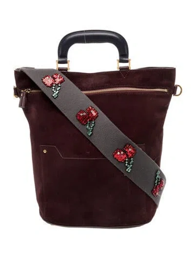 Pre-owned Anya Hindmarch Suede Top Handle Bag In Burgundy